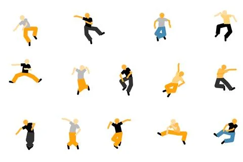 Graceful Movement Dancing Vector Illustration Clip Art,Modern Dance Silhouettes Stock Illustration