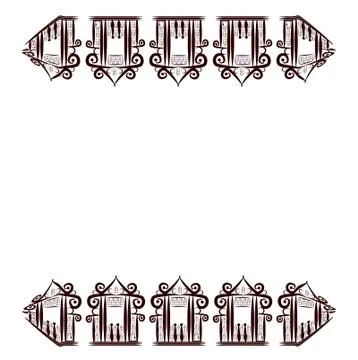 Graceful pattern of openwork houses - graphics for a card or frame Stock Illustration