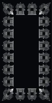 Graceful pattern of openwork houses - graphics for a card or frame Illustrazione stock