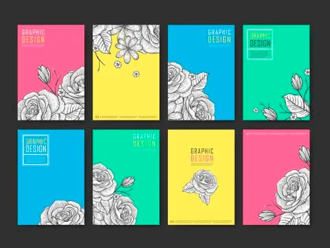 Graceful poster template design set Stock Illustration