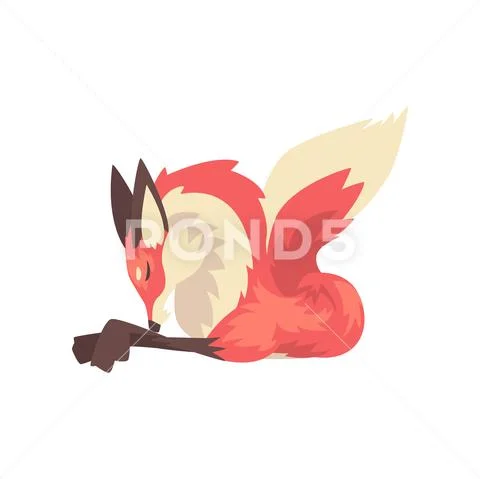 Graceful Red Fox Character Cartoon Vector Illustration Stock Illustration