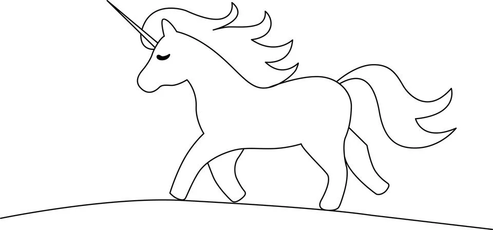 Graceful unicorn on a hill Vector イラスト素材