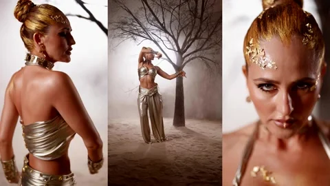 Graceful work of body and light. Close-ups of the lines of the arms and body  Stock Footage 313873140