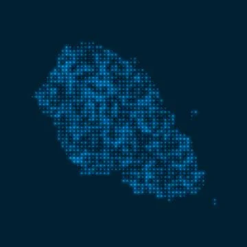 Graciosa dotted glowing map. Shape of the island with blue bright bulbs. Ve.. イラスト素材