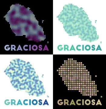 Graciosa map. Collection of map of Graciosa in dotted style. Borders of the.. Illustrazione stock