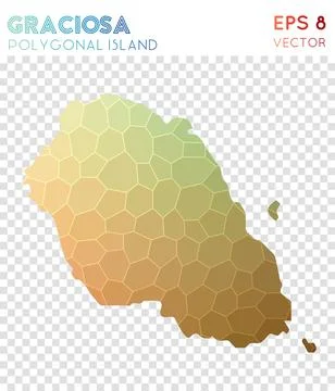 Graciosa polygonal map, mosaic style island. Posh low poly style, modern de.. Stock Illustration