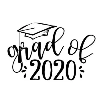 Grad of 2020 - Typography. black text isolated white background. Illustrazione stock