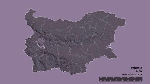 Grad Sofiya, Bulgaria. Colored elevation map Stock Illustration
