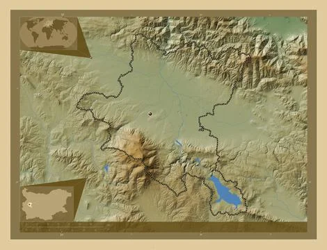 Grad Sofiya, Bulgaria. Colored elevation map with lakes and rivers Stock Illustration