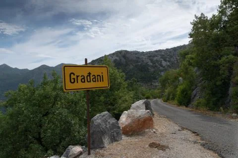 Gradani Pointer. The old road from Gradani to Skopje. Montenegro. Stock Photos