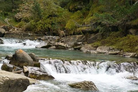 Gradas de Soaso waterfall in Ordesa y Monte Perdido National Park, in the Ara Stock Photos