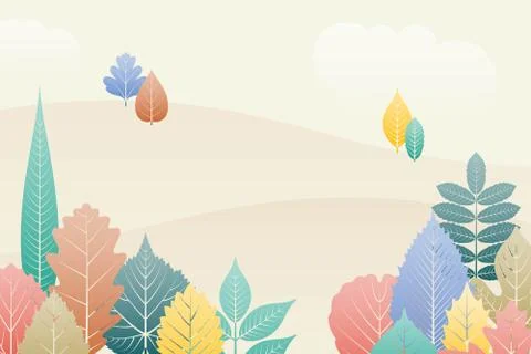 Gradation landscape fantasy background. Fall trees and leaves. Autumn forest Stock Illustration