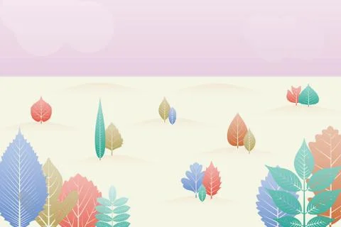 Gradation landscape fantasy background. Fall trees and leaves. Autumn forest Stock Illustration