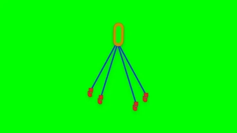 Grade-100 Four-Leg Alloy Steel Chain Sling Assembly Motion Graphic in Safet.. Stock Footage 346673975