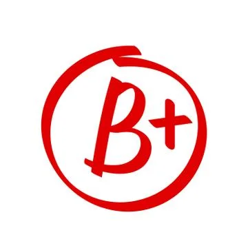 Grade B Plus result vector icon. School red mark handwriting B plus in circle Illustrazione stock