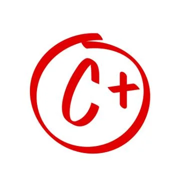 Grade C Plus result vector icon. School red mark handwriting C plus in circle Stock Illustration