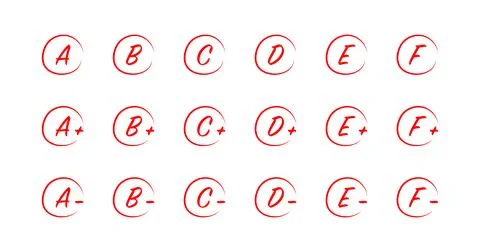 Grade mark hand drawn set school icon. Isolated vector Stock Illustration