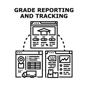 Grade reporting and tracking academic progress system Stock Illustration