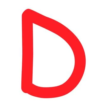Grade result D . Hand drawn icon in red color. Test exam mark report vector i Stock Illustration