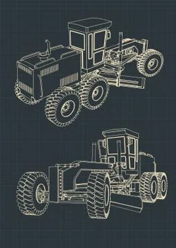 Grader blueprints Stock Illustration