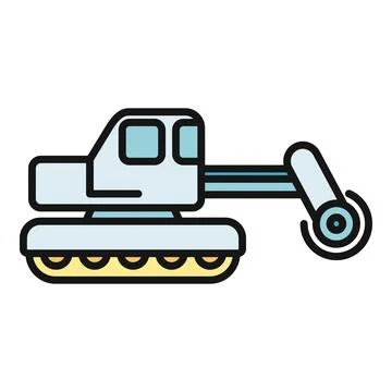 Grader construction machine icon flat color illustration Stock Illustration