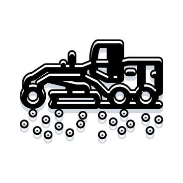 Grader construction machine leveling road surface illustration Illustrazione stock