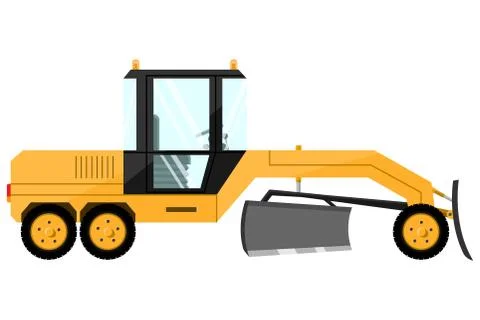 Grader. Design of a cool large new construction equipment in yellow. Stock Illustration