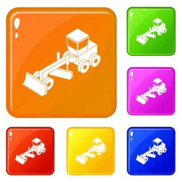 Grader icons set vector color 스톡 일러스트