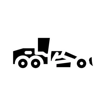 Grader machine construction vehicle glyph icon vector illustration Stock Illustration