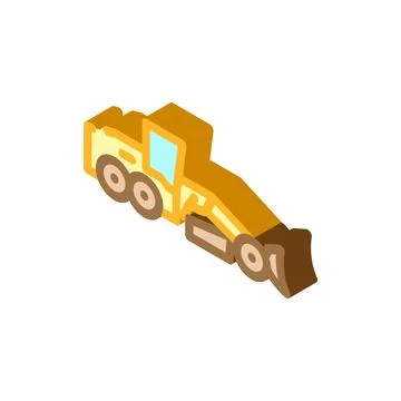 Grader machine construction vehicle isometric icon vector illustration Stock Illustration