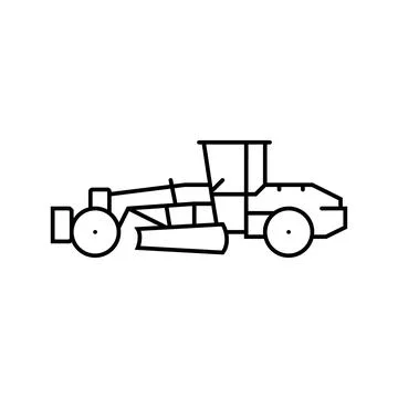 Grader machine construction vehicle line icon vector illustration Stock Illustration