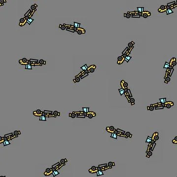 Grader machine construction vehicle vector seamless pattern Stock Illustration