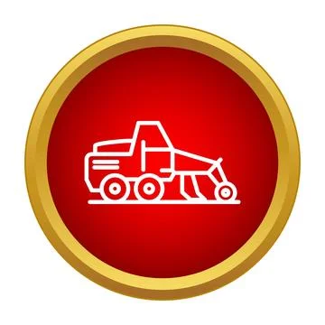 Grader machine icon for road construction work Stock Illustration