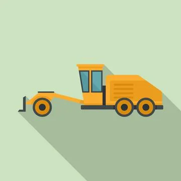 Grader machine machinery icon, flat style Stock Illustration