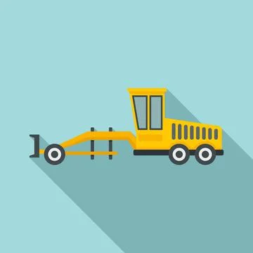 Grader machine scraper icon, flat style Stock Illustration
