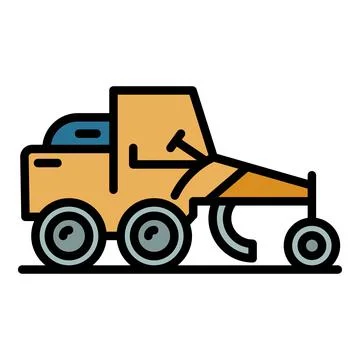 Grader machine utility icon color outline vector Stock Illustration