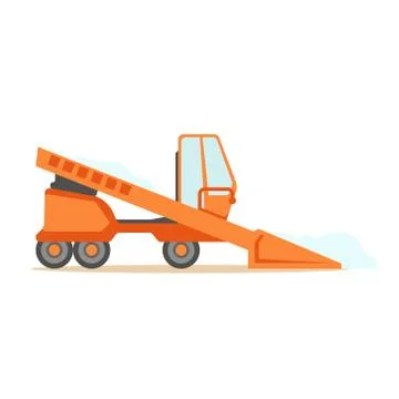 Grader Orange Machine On Six Wheels , Part Of Roadworks And Construction Site Stock Illustration