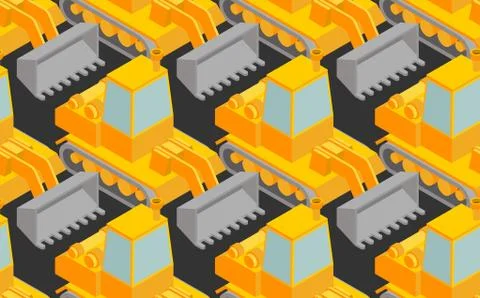 Grader pattern seamless. Bulldozer background. Agrimotor ornament. Tractor ve 스톡 일러스트