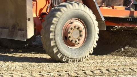 Grader rides on the road. Sand leveling Stock Footage 116707151