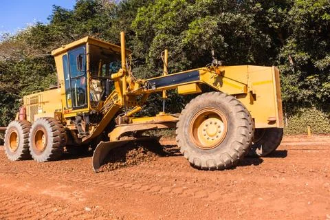 Grader Road Construction Closeup Stock Photos