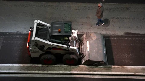 Grader truck removing upper layer of old ruined asphalt from the road and 스톡 동영상 163930669