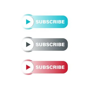Gradian subscribe button set design with white play icon Illustrazione stock