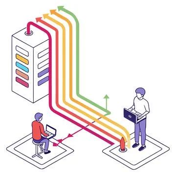 Gradient 3D Data Flow Illustration vector illustration design 139 Illustrazione stock