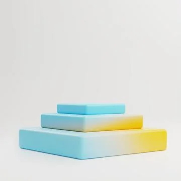 Gradient 3D podium stand, three levels square pedestal, vector volumetric scene Stock Illustration