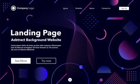 Gradient abstract background. Landing Page. Template for websites or apps. .. Ilustração Stock