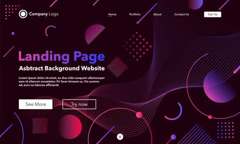 Gradient abstract background. Landing Page. Template for websites or apps. .. Stock Illustration