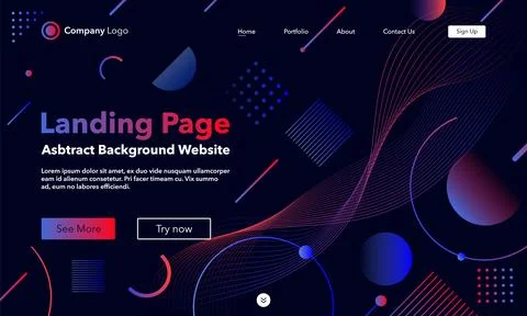 Gradient abstract background. Landing Page. Template for websites or apps. .. Illustration