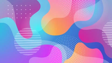 A gradient abstract design with geometric elements and colorful wavy shapes Stock Footage 311608794
