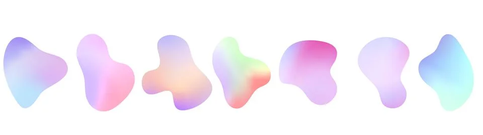 Gradient abstract fluid shapes. Set isolated liquid elements for holographic Stock Illustration