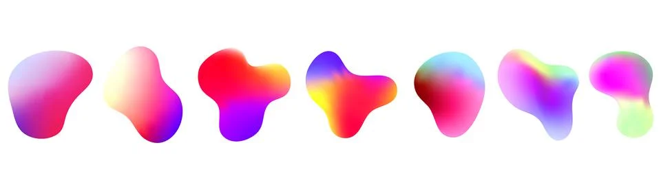 Gradient abstract fluid shapes. Set isolated liquid elements for holographic Stock Illustration